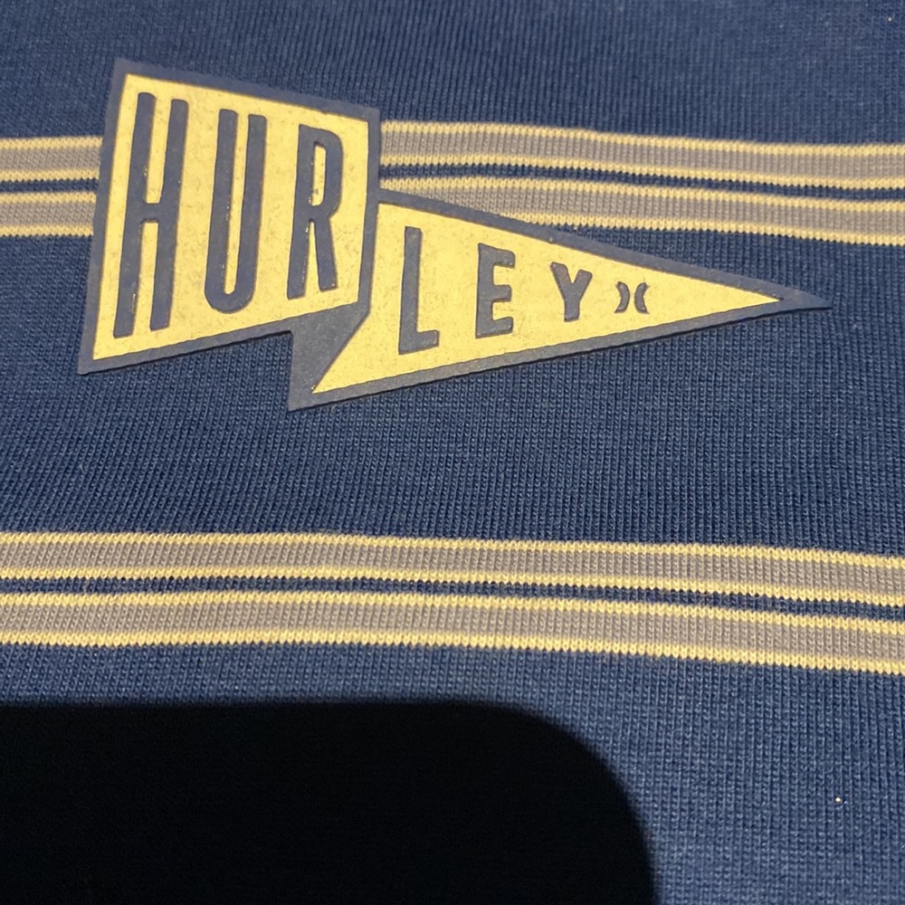 Men’s Hurley T-shirt Size Large Navy Blue with Gray and White Stripes NWT - Picture 4 of 6
